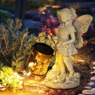 Solarna Lampka Ogrodowa Aniołek Wrożka z Konewką Figurka Ogrodowa 36LED