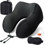 Podróżna poduszka pod kark z pianki z maską na oczy i zatyczkami do uszu