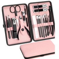 ZESTAW DO MANICURE 18 ELEMENTÓW PRZENOŚNY OBCINACZ DO PAZNOKCI NOŻYCZKI
