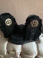 Bibione , kozaki ukryty koturn , botki zamszowe, 38, frędzle, BB