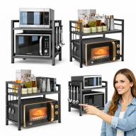 PÓŁKA NAD MIKROFALÓWKĘ ORGANIZER REGULOWANA METALOWA 6 HAKÓW ORGANIZER MEGA