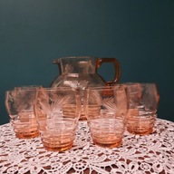 Vintage, Przepiękny rozalinowy komplet Art-deco