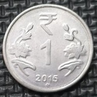 *INDIE [1927]*1 rupia 2015 *znak menniczy Hajdarabad:, kwiat Lotos