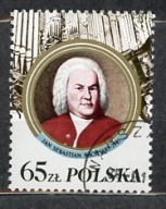 FI 2864 z bloku 127 - 300 urodzin Jana Sebastiana Bacha ZNACZEK 1985