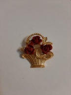 Stara broszka KOSZ z RÓŻAMI