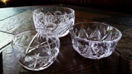 Niemieckie kryształy 1920 - 1940. 3 miseczki o pięknym szlifie.