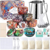 DOMOWY DUŻY ZESTAW DO PRODUKCJI ROBIENIA ŚWIEC WOSK KNOTY SŁOICZKI PREZENT