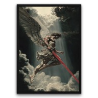 Plakat z ramą 30x40cm Anielski Wojownik anioł walka niebo duchowość