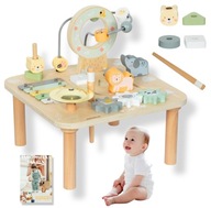 7w1 Drewniany STOLIK EDUKACYJNY Muzyczny Dźwiękowy CYMBAŁKI GONG Dżungla