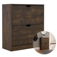 Szafka na buty Vida Designs 2 szuflady ciemne drewno nowoczesny styl