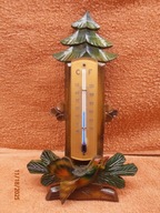 Stary termometr z Głuszcem - Drewno.