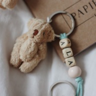Brelok z misiem i imieniem - personalizowany, zawieszka, imię, prezent