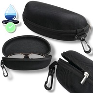 Czarne twarde etui na okulary wodoodporne z zamkiem i uchwytem dla seniorów