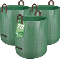 WORKI OGRODOWE 272L 3SZT WZMOCNIONE NA LIŚCIE ODPADY UCHWYTY