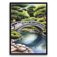 Plakat z ramą 21x30cm Japoński Most Ogród 2 Zen Widok Tradycja Styl Retro