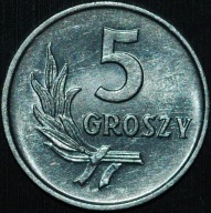 5 groszy 1967 - około menniczy egzemplarz