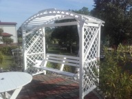 Pergola Huśtawka ogrodowa z łukiem drewniana mocna Radrew dąb