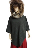 JOULES PONCZO TWIST tweed z futerkiem