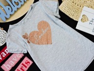 Primark - szary t-shirt złote serce r 140/146