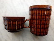 1 KUBEK & 4 FILIZANKI ,PORCELIT PRUSZKOW ,JAK NOWE