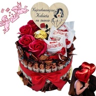 TORT SŁODYCZY KOSZ PREZENTOWY ZESTAW SŁODYCZY PREZENT URODZINY WALENTYNKI