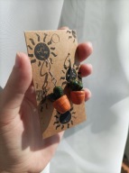 Kolczyki roślinki - kaktus - rękodzieło, stal nierdzewna