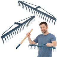 GRABIE DO LIŚCI TRAWY TRAWNIKA METALOWE WZMOCNIONE POPRZECZKĄ 22 ZĘBY 58CM
