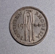 Rodezja Południowa 3 pensy, 1944r. Srebro BCM