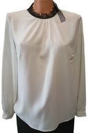 Bluzka elegancka na święta, do pracy biała z koronką r. 38