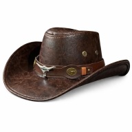 Kapelusz styl western kowbojski szerokie rondo ozdobna klamra byka