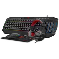 ZESTAW 4w1 GAMING KLAWIATURA SŁUCHAWKI MYSZ PODKŁADKA PREZENT