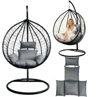 FOTEL WISZĄCY OGRODOWY KOKON HUŚTAWKA KOSZ BUJANY BOCIANIE GNIAZDO PODUSZKI