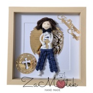 Ramka PREZENT NA KOMUNIĘ CHRZEST PAMIĄTKA I KOMUNII ANIOŁ STRÓŻ W RAMCE 3D