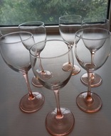 KIELISZKI DO WINA WYSOKIE RÓŻOWA NÓŻKA LUMINARC ROSE FRANCJA 19cm kom 6szt