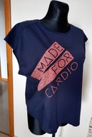 Decathlon Domyos damska granatowa koszulka treningowa luźna perforowana r M