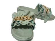 KLAPKI DAMSKIE Z ŁAŃCUCHEM MIĘTOWE PRETY r. 36 nr 771A