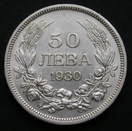 Bułgaria 50 lewa 1930 - car Borys III - srebro