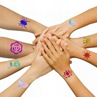 DUŻY ZESTAW DO ROBIENIA TATUAŻY SZABLONY TATUAŻE BROKATOWE ZMYWALNE BROKATY