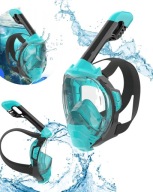 Maska do snorkelingu Renew Force pełnotwarzowa z rurką widok 180° niebieska
