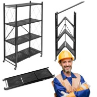 REGAŁ MAGAZYNOWY METALOWY GARAŻOWY SKŁADANY MOBILNY NA KÓŁKACH SOLIDNY