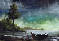 Akwarela "Tam na brzegu" RN