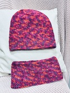 Ręcznie robiona czapka i komin – (fuksja) 100 % handmade