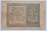 Banknot Generalna Gubernia 1 zł 1940 rok SERIA: C
