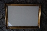 STARA RAMA BOGATO ZDOBIONA DREWNIANA SZKŁO ZŁOTA ANTYK DREWNO UNIKAT