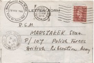 BIURO POCZTOWE BAZY SIŁ POWIETRZNYCH -koperta -obieg 1944 rok patriotyk