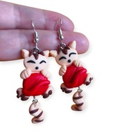 KOLCZYKI Z MODELINY Słodkie Kotki z Kłębkiem