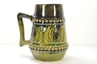 PIĘKNY STARY CERAMICZNY KUFEL ZIELONA MALATURA ZOBACZ!