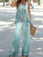 komplet bluzka i spodnie w kwiaty, nowe 2XL/3XL