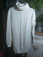 SWETER DAMSKI DŁUGI BIAŁY GOLF R.44/46