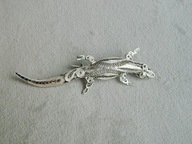 SREBRNA BROSZKA FILIGRAMOWA JASZCZURKA SREBRO 900